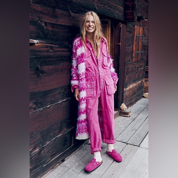Free People Pants - Free People Hot Pink Utility Jumpsuit